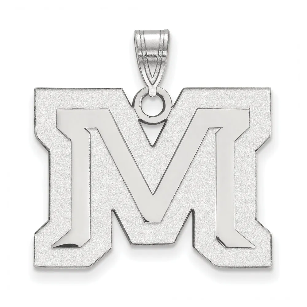 10k White Gold Montana State Large 'M' Pendant