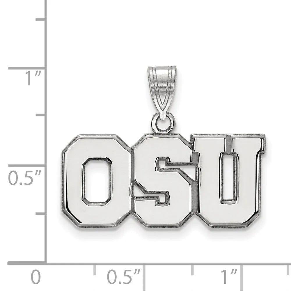 10k White Gold Ohio State Large Pendant