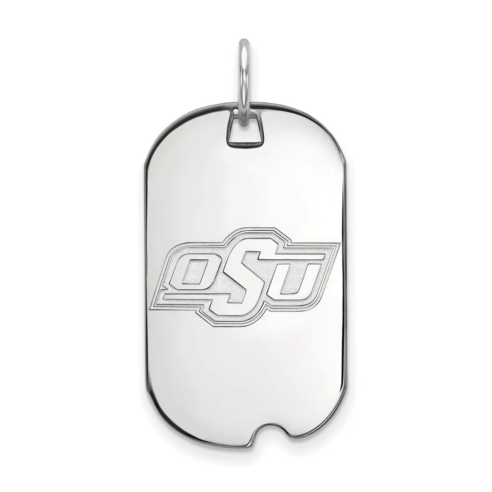 10k White Gold Oklahoma State Dog Tag Pendant