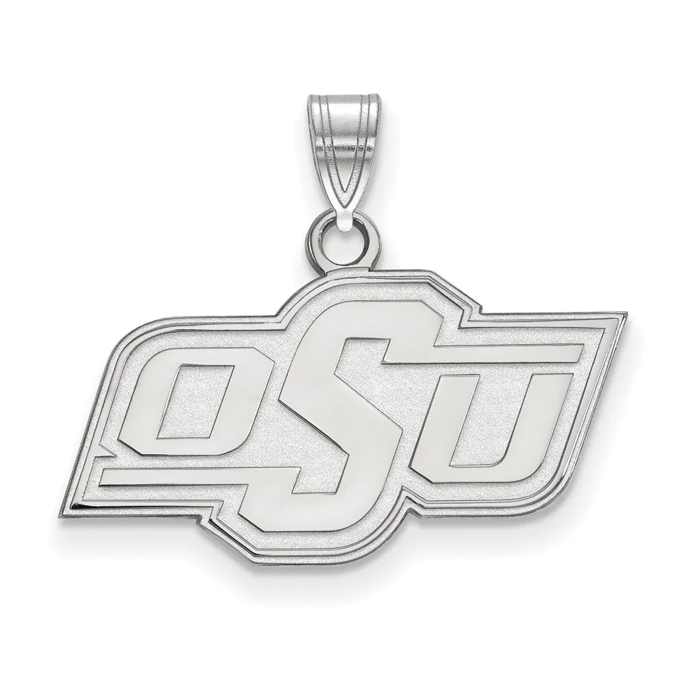 10k White Gold Oklahoma State Small 'OSU' Pendant