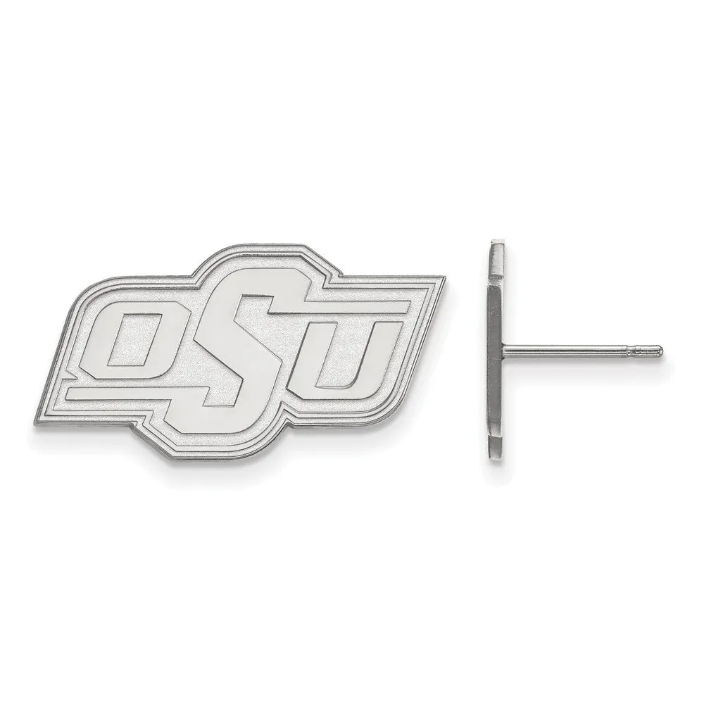 10k White Gold Oklahoma State University Small Post Earrings