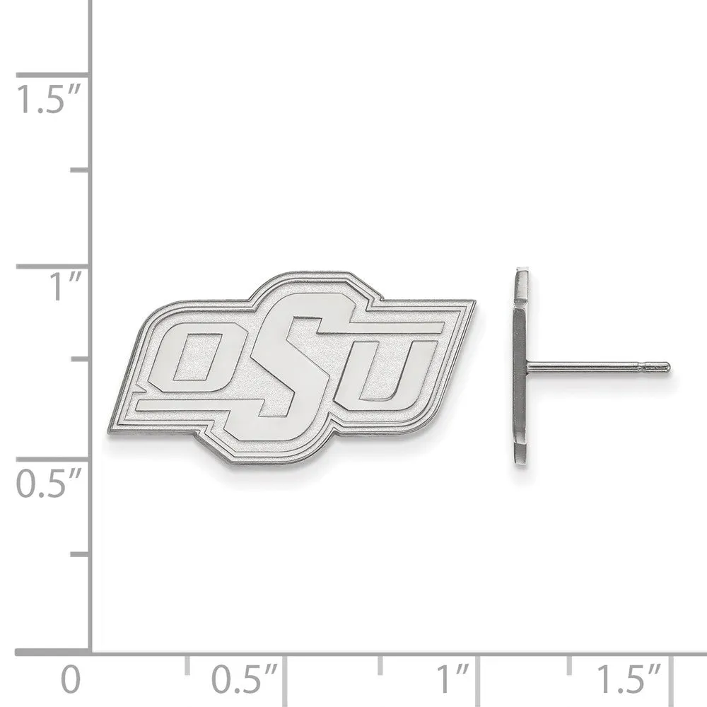 10k White Gold Oklahoma State University Small Post Earrings