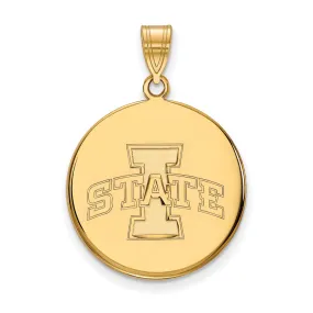 10k Yellow Gold Iowa State Large Disc Pendant