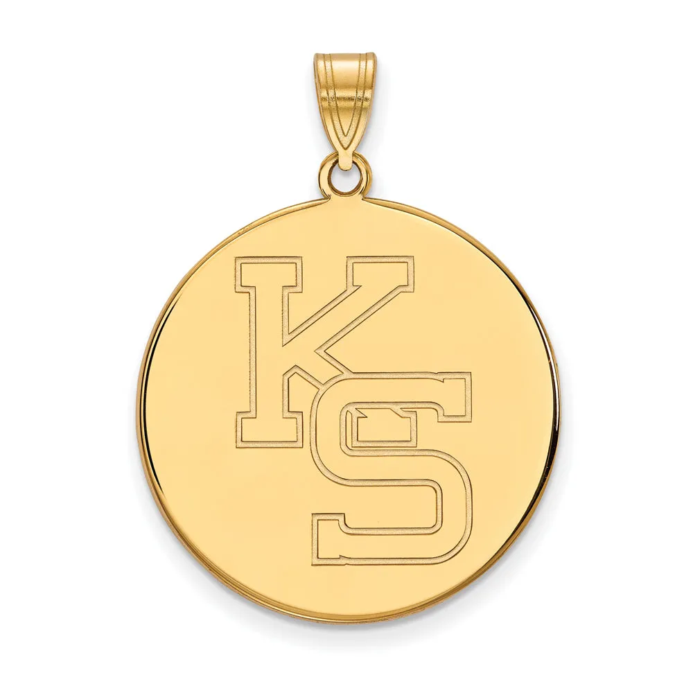 10k Yellow Gold Kansas State XL Disc Pendant