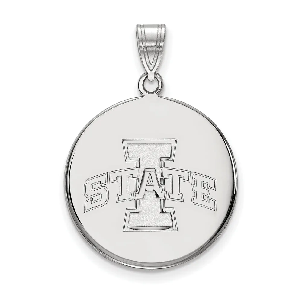 14k White Gold Iowa State Large Disc Pendant