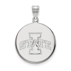 14k White Gold Iowa State Large Disc Pendant