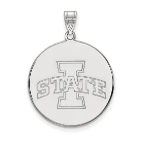 14k White Gold Iowa State XL Disc Pendant