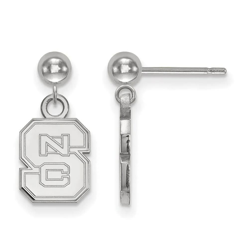 14k White Gold North Carolina State Univ Ball Dangle Earrings