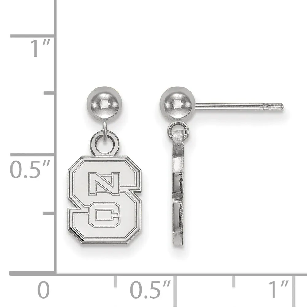 14k White Gold North Carolina State Univ Ball Dangle Earrings