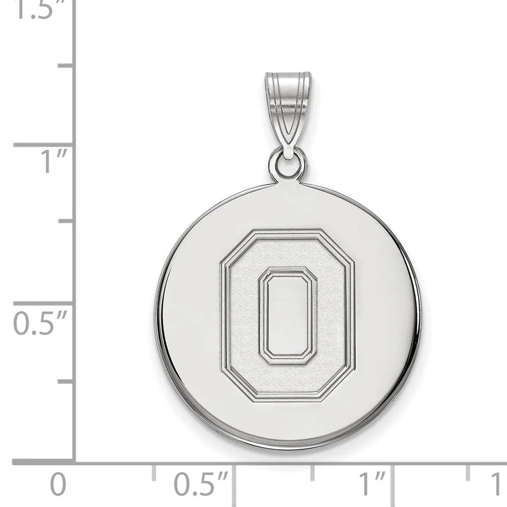 14k White Gold Ohio State Large Disc Pendant