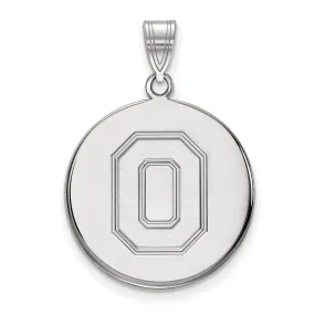 14k White Gold Ohio State Large Disc Pendant