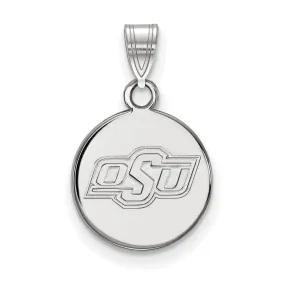 14k White Gold Oklahoma State Small Disc Pendant