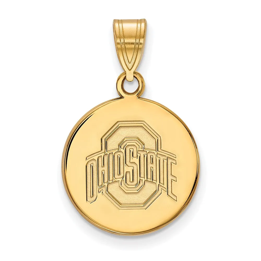 14k Yellow Gold Ohio State Medium Logo Disc Pendant