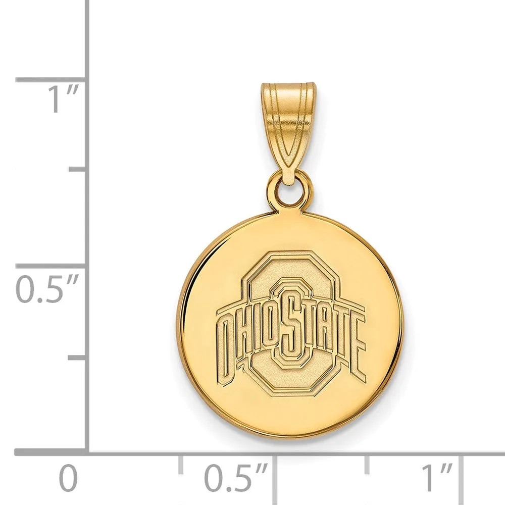 14k Yellow Gold Ohio State Medium Logo Disc Pendant