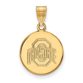 14k Yellow Gold Ohio State Medium Logo Disc Pendant