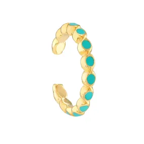 14K Yellow Gold Turquoise Enamel Ear Cuff