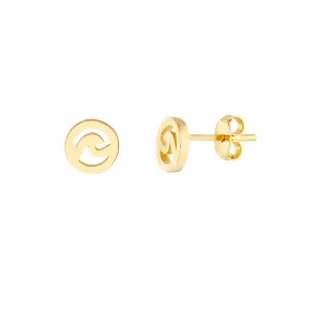 14K Yellow Gold Wave Cutout Studs