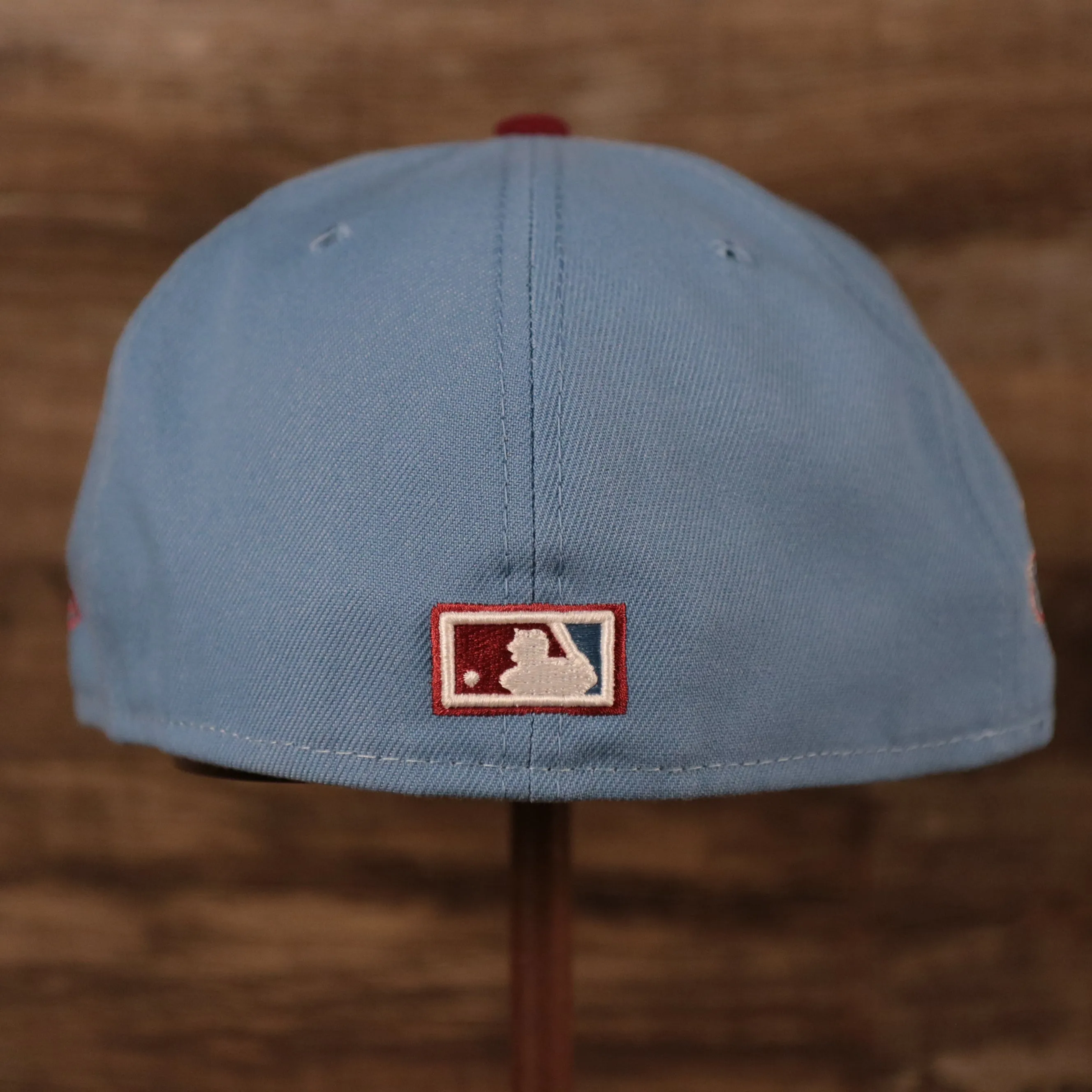 1980 World Series Cooperstown Phillies 59fifty Gray Bottom Fitted | Vintage Phillies Ice Blue/Maroon Side Patch Fitted Hat