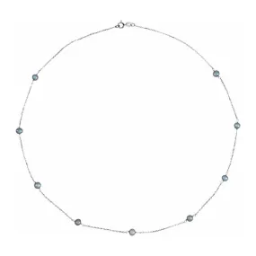 4mm 14K White Gold, Black FW Cultured Pearl Station Necklace, 18 Inch