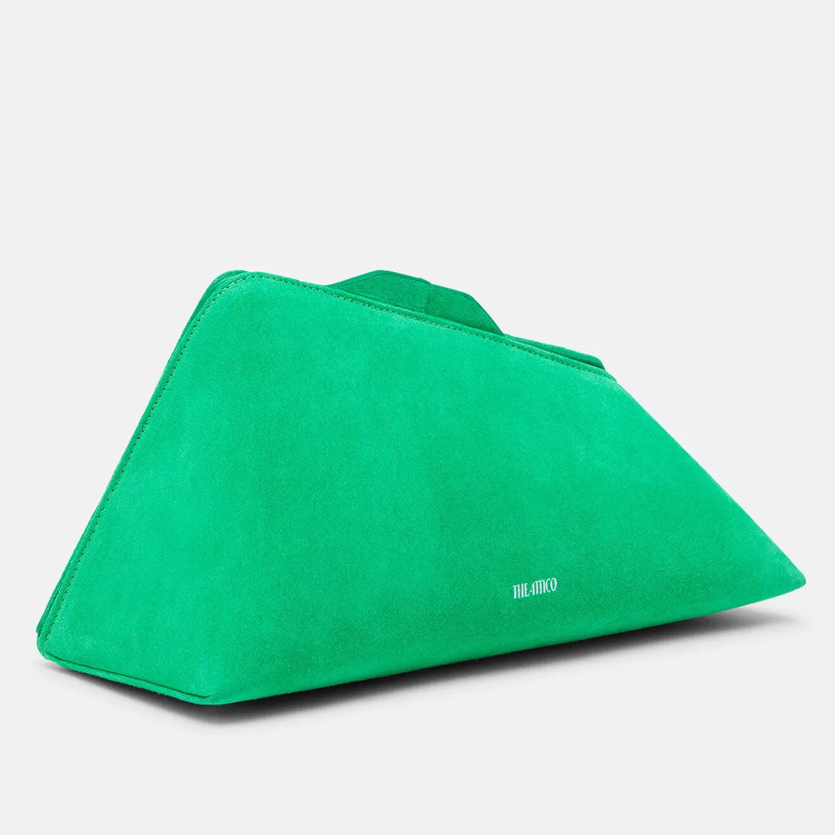 ''8.30PM'' Suede Oversized Clutch, Green