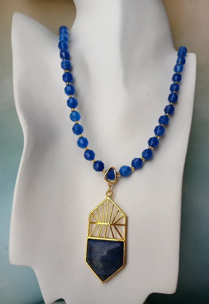 Ada Deco Blue Lapis Long Necklace