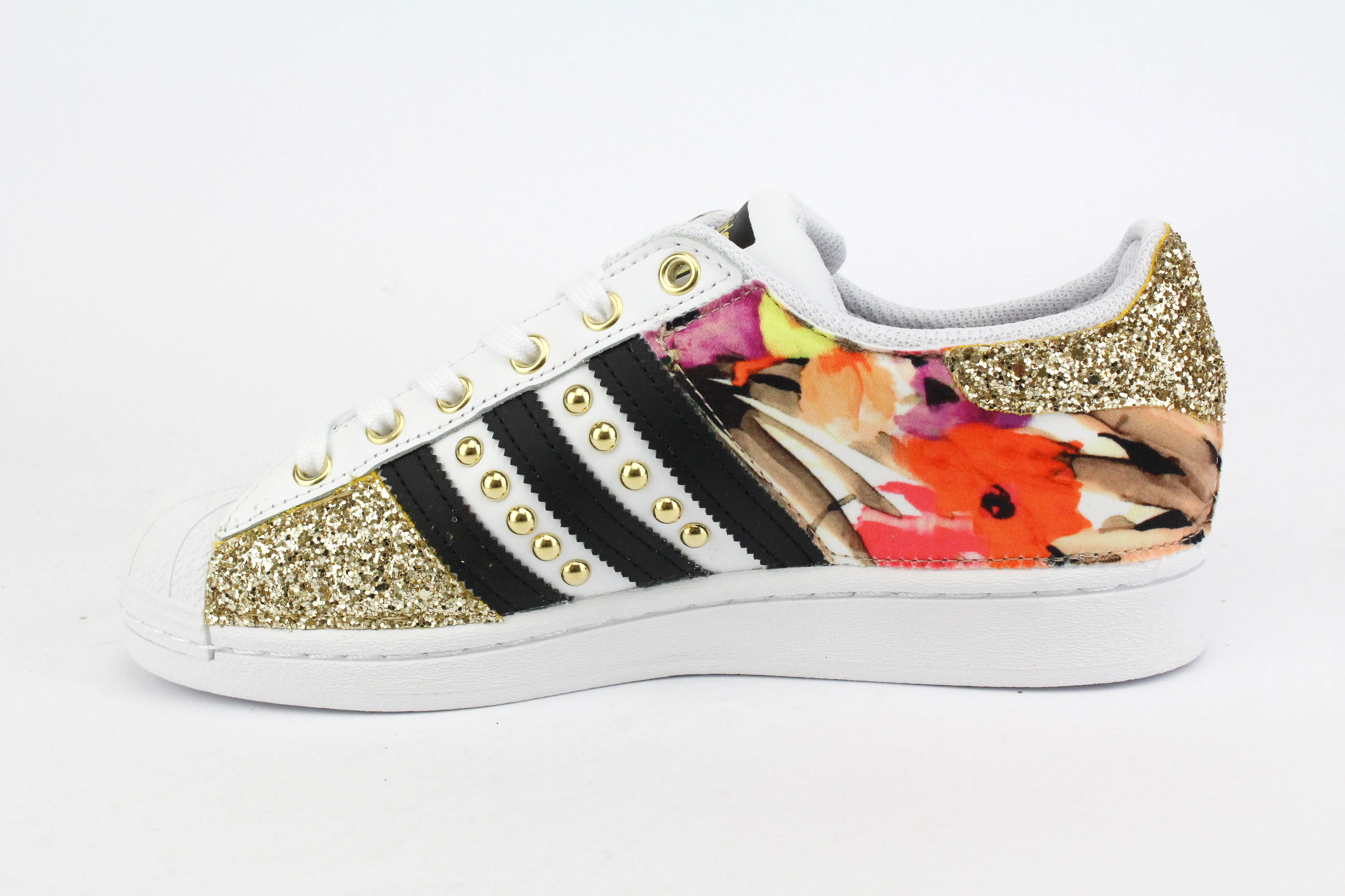 Adidas Superstar Fiori Gold 2 Glitter & Borchie