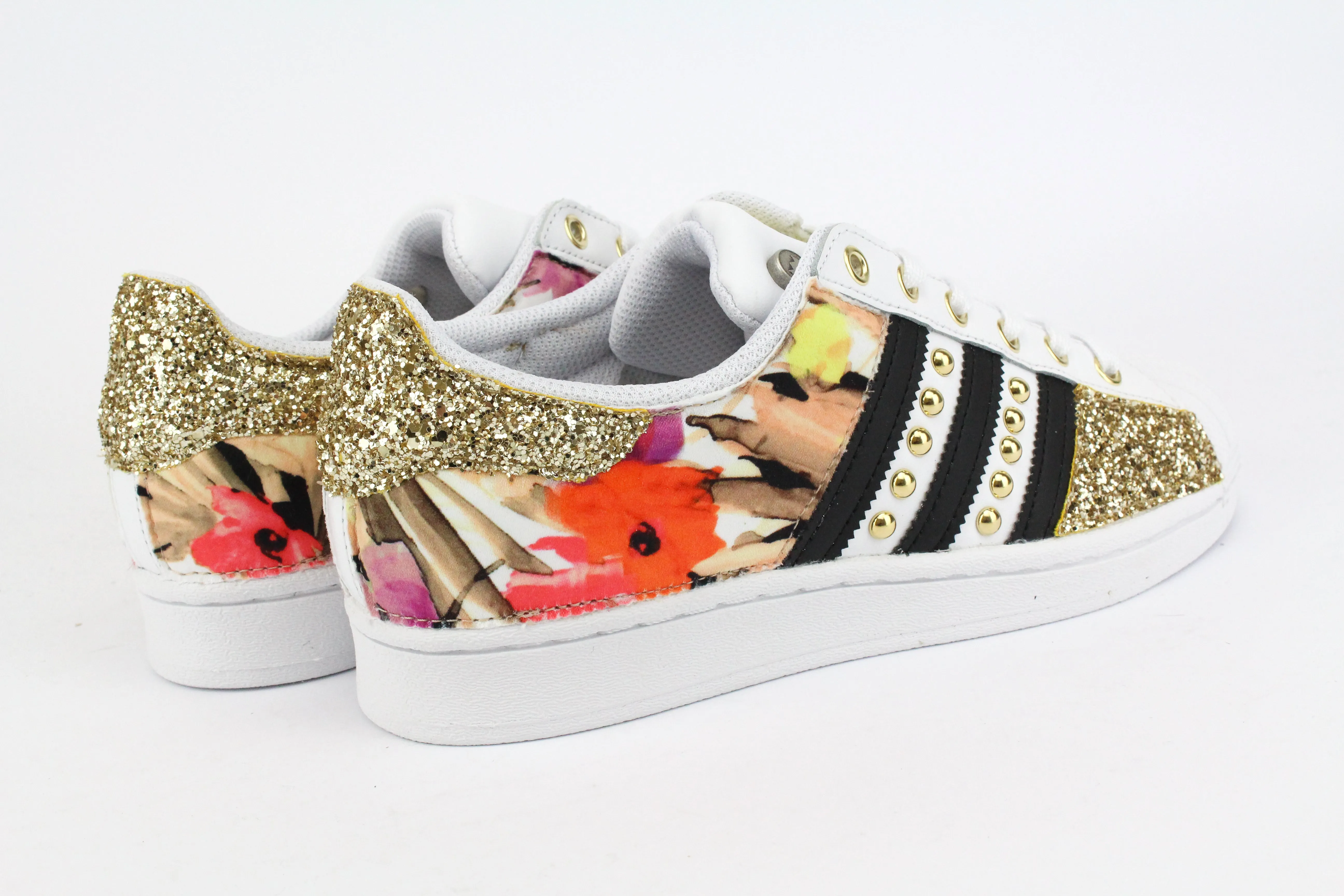 Adidas Superstar Fiori Gold 2 Glitter & Borchie