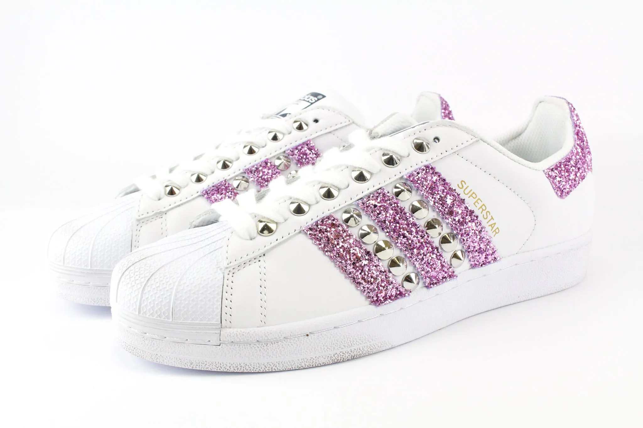 Adidas Superstar Glitter Glicine & Borchie