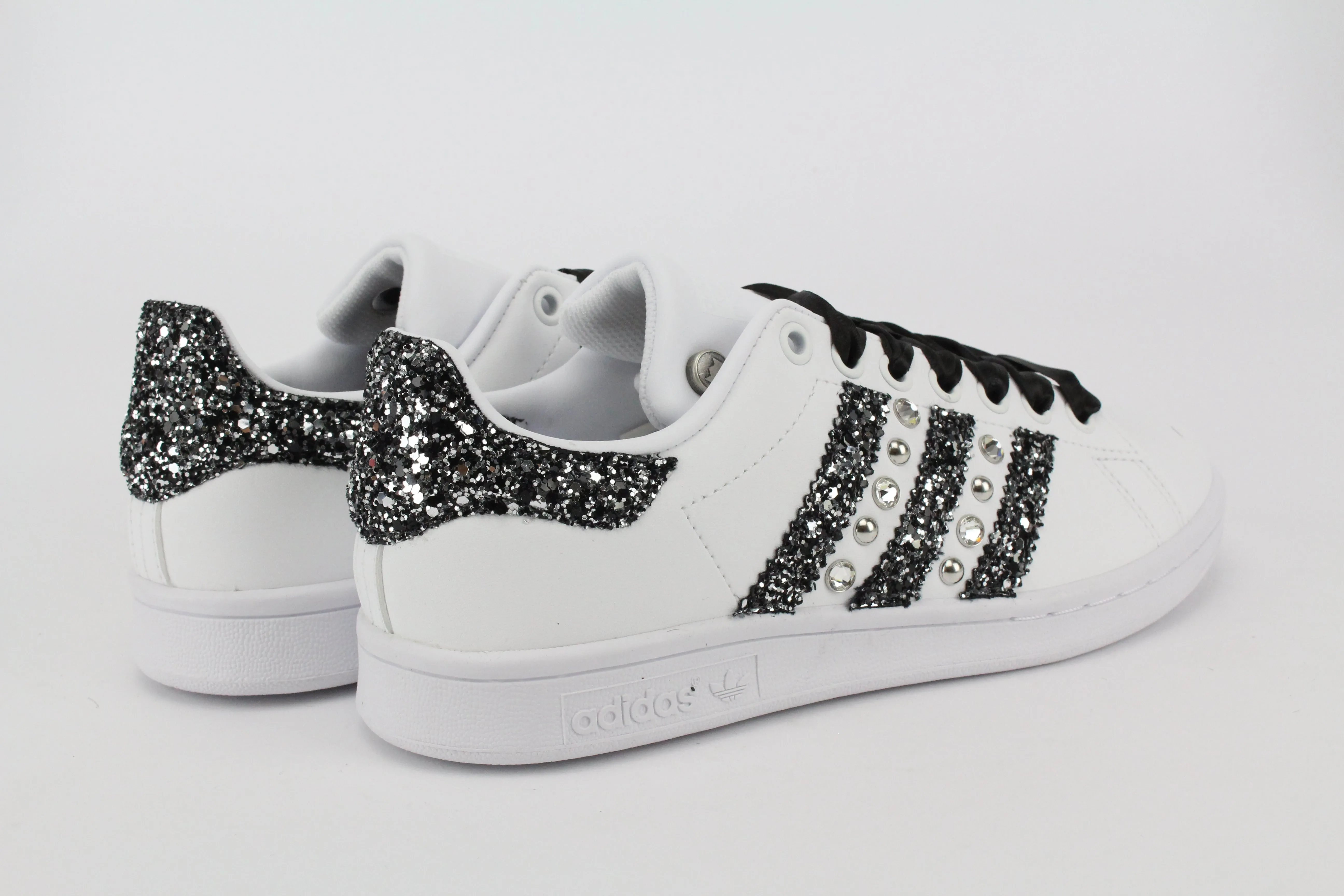 Adidas Superstar Glitter Strass & Borchie Argento