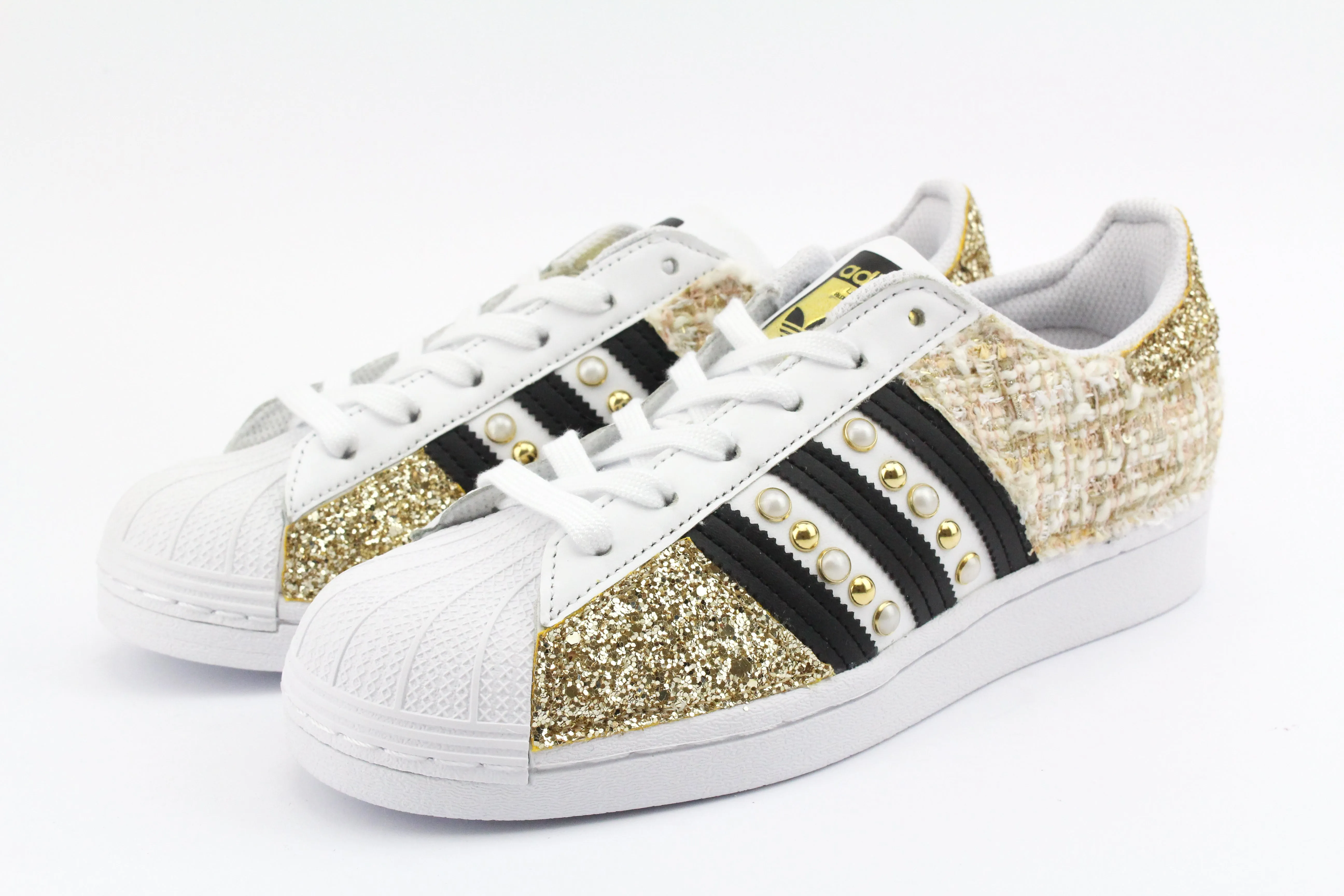 Adidas Superstar Gold Tweed Glitter & Borchie