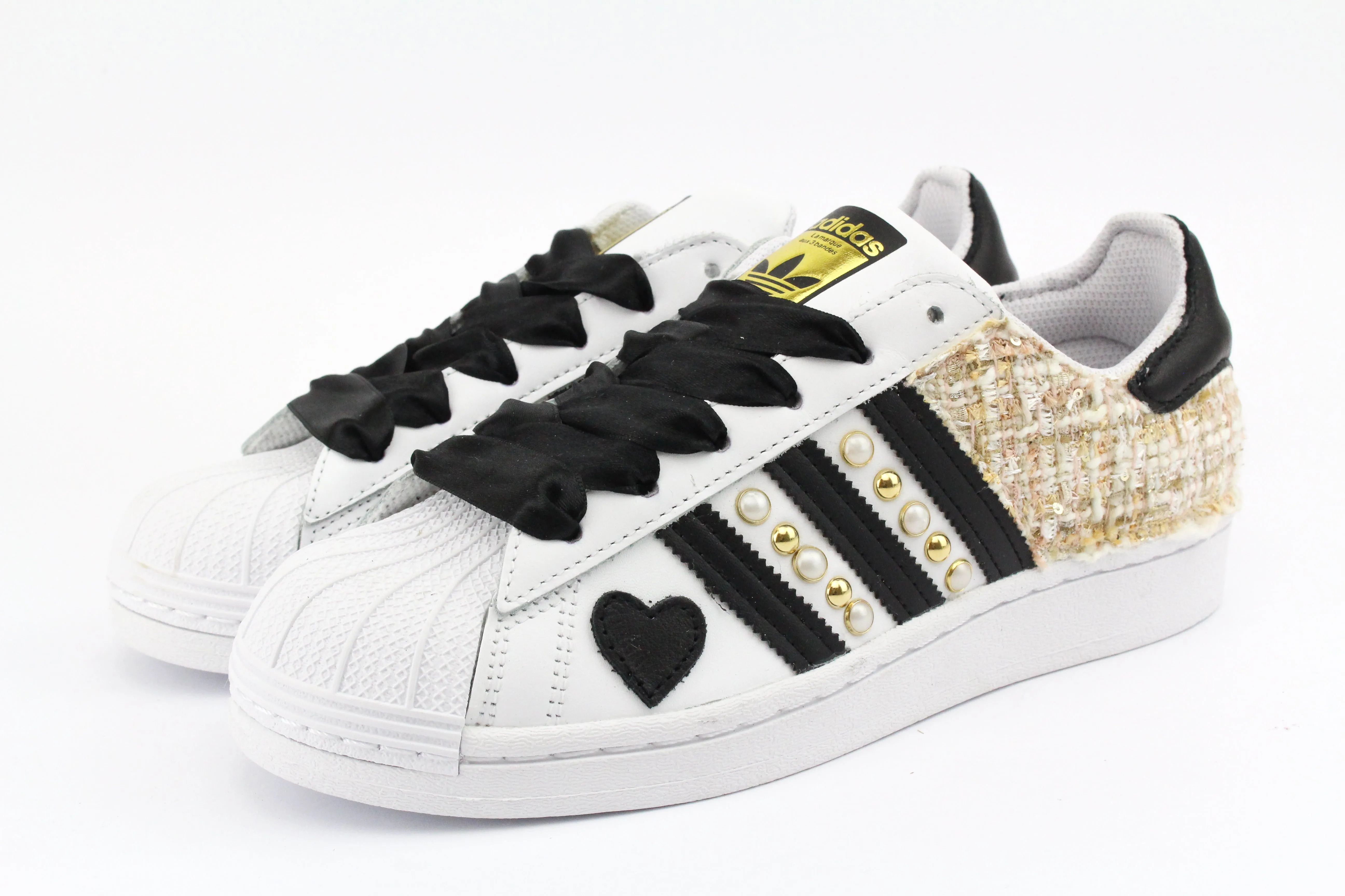 Adidas Superstar Gold Tweed Perle & Lacci Raso