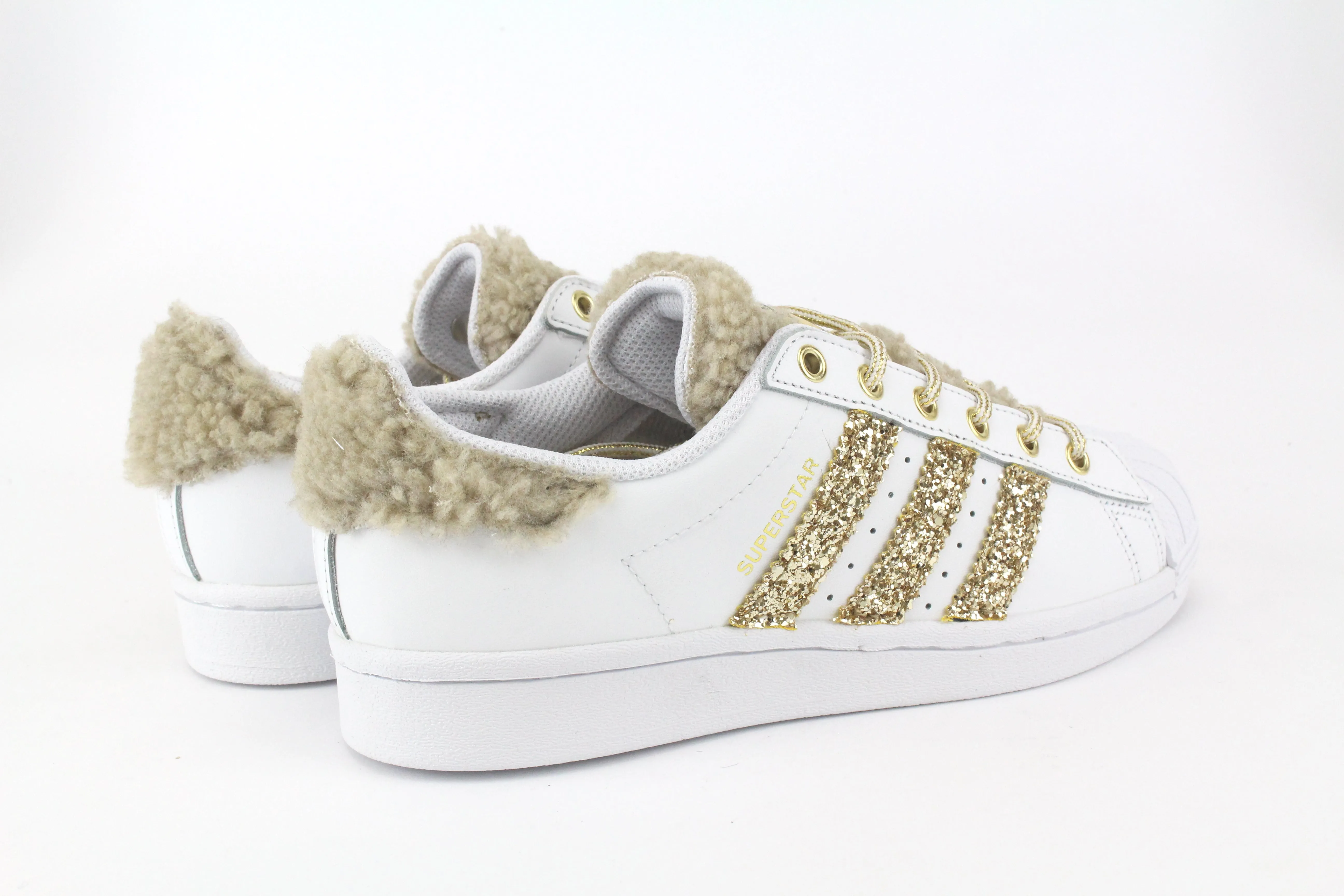 Adidas Superstar Lamb Beige & Glitter Oro