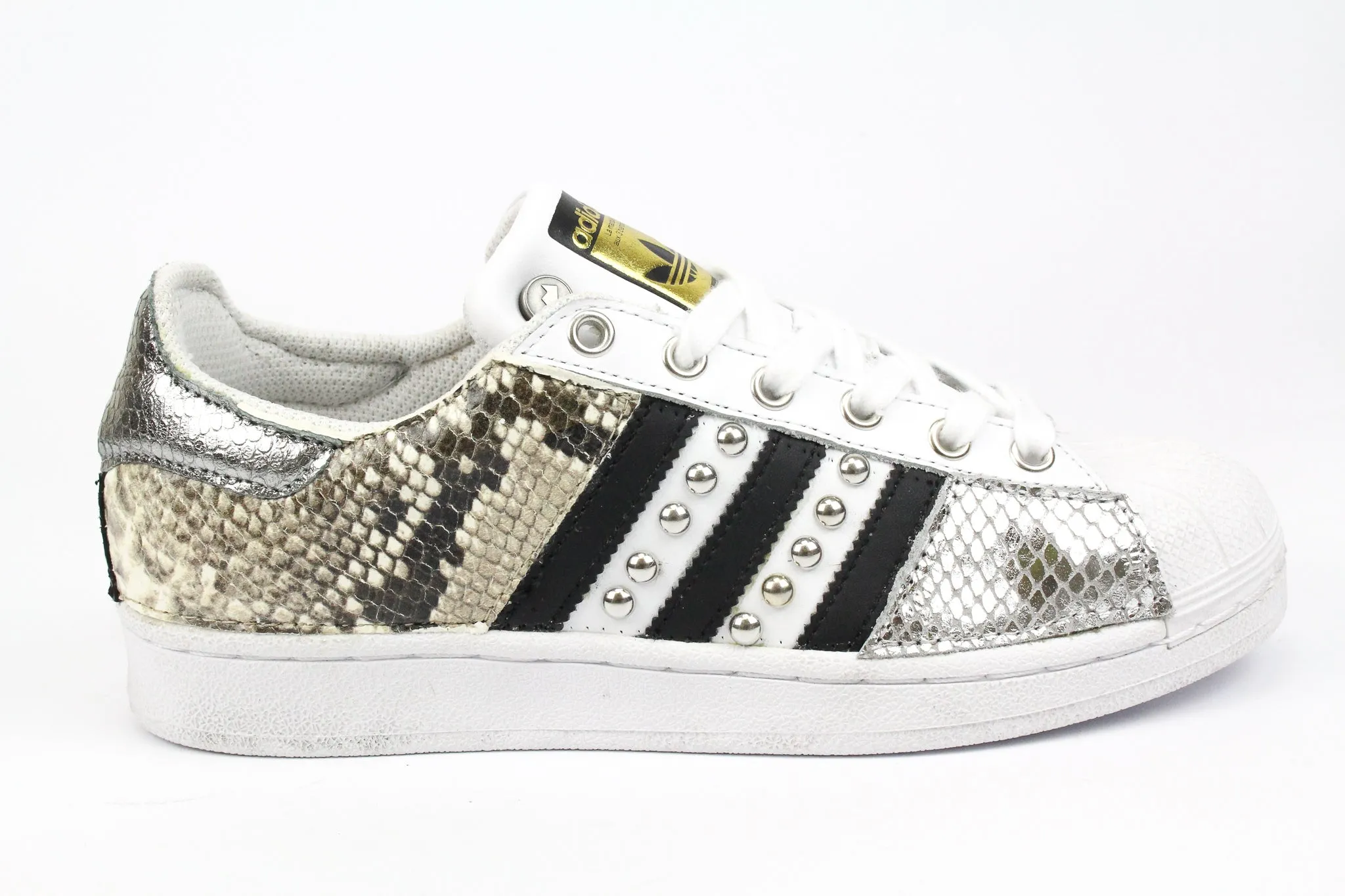 Adidas Superstar Pitone Borchie & Pelle Laminata Argento