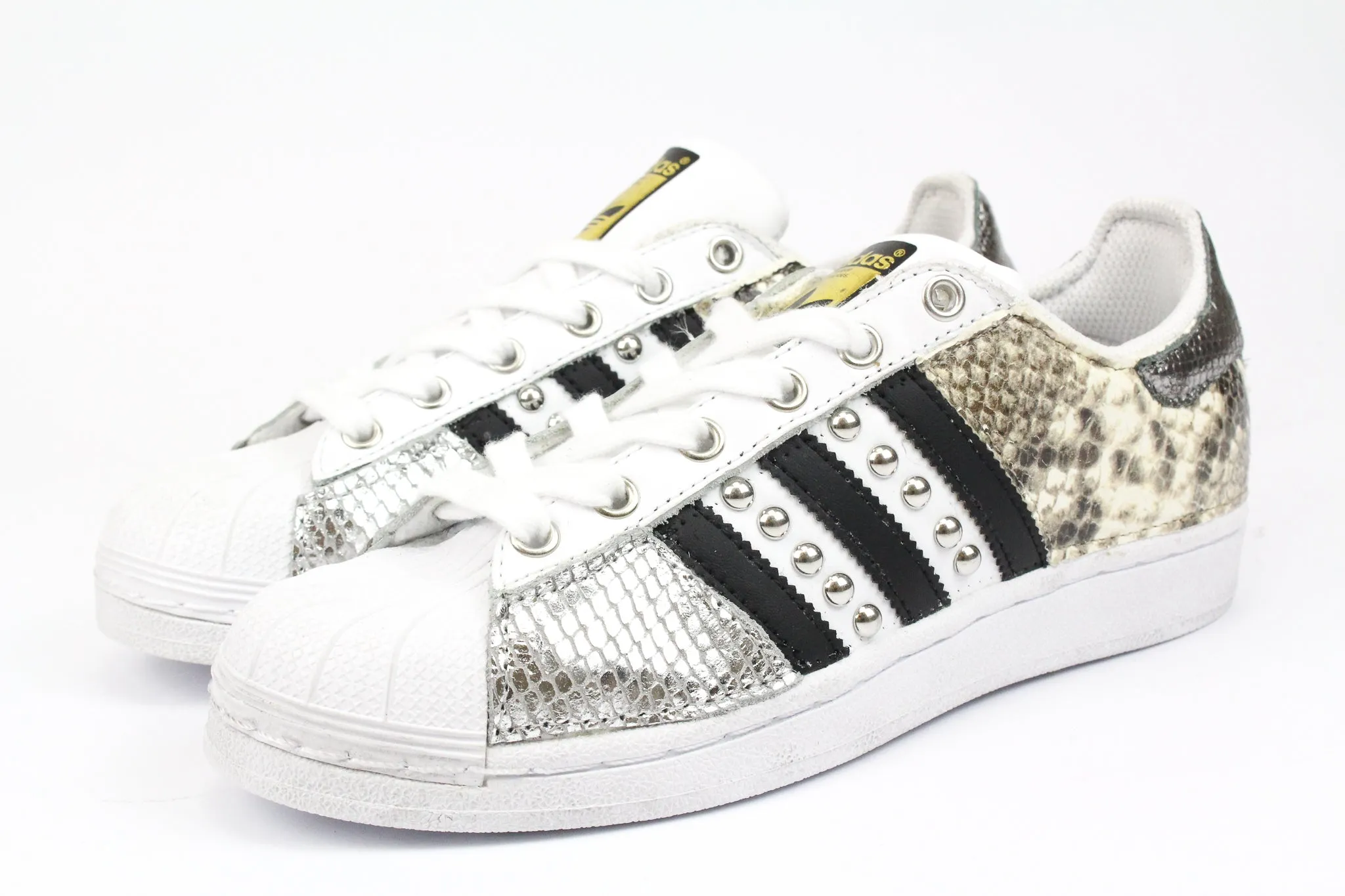 Adidas Superstar Pitone Borchie & Pelle Laminata Argento