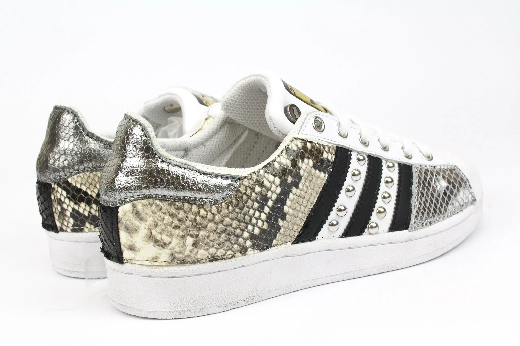 Adidas Superstar Pitone Borchie & Pelle Laminata Argento