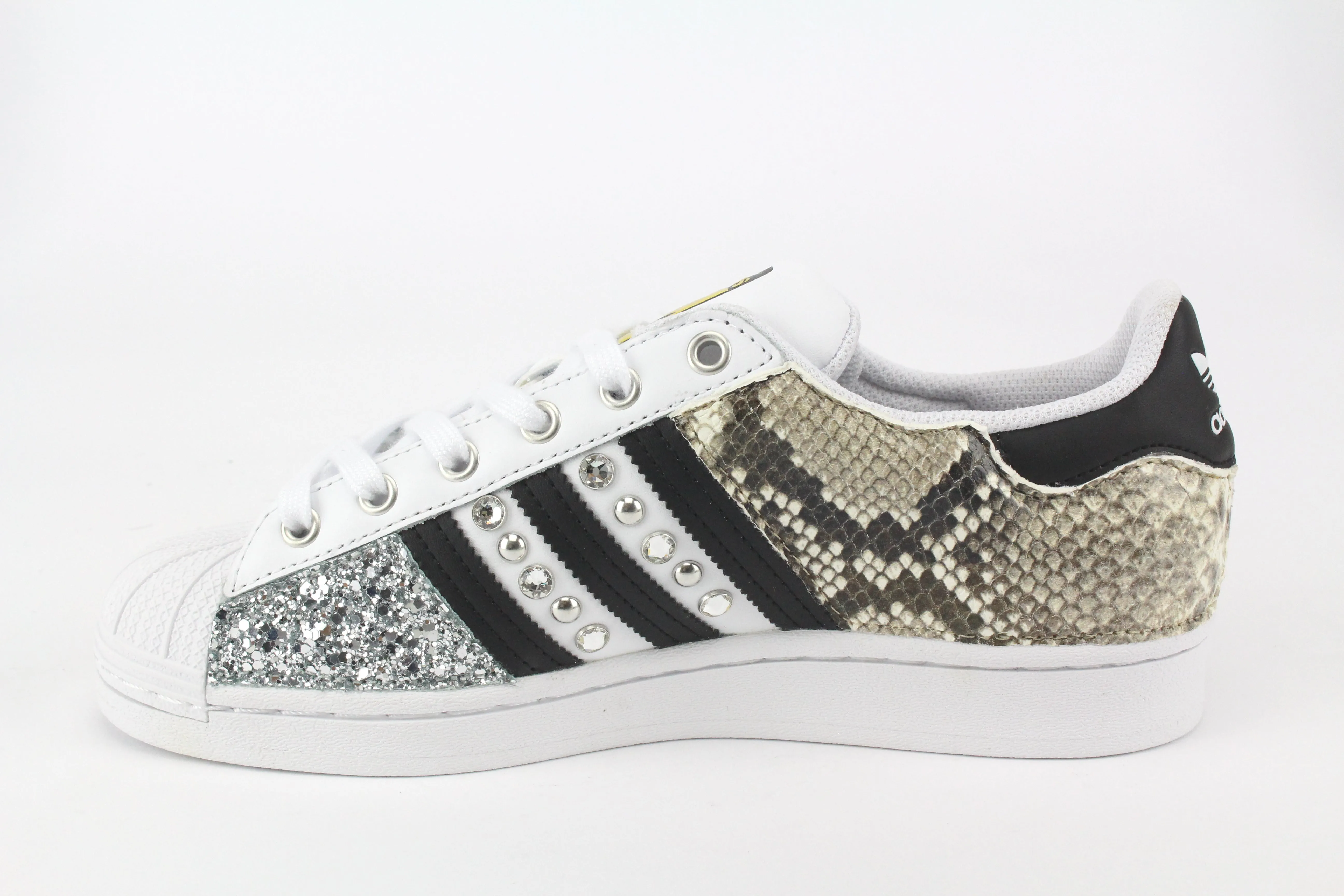 Adidas Superstar Pitone Borchie Strass & Glitter Argento