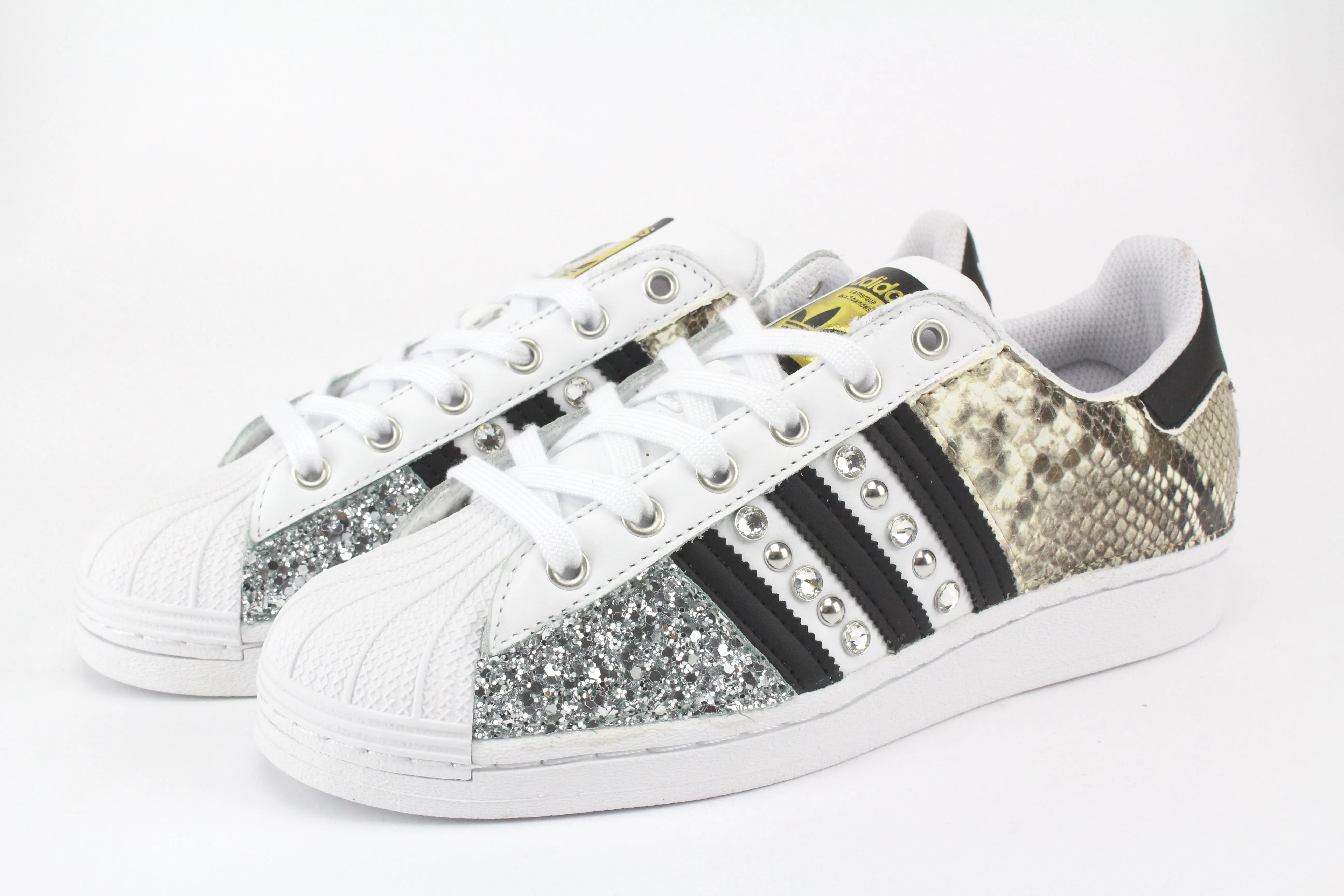 Adidas Superstar Pitone Borchie Strass & Glitter Argento