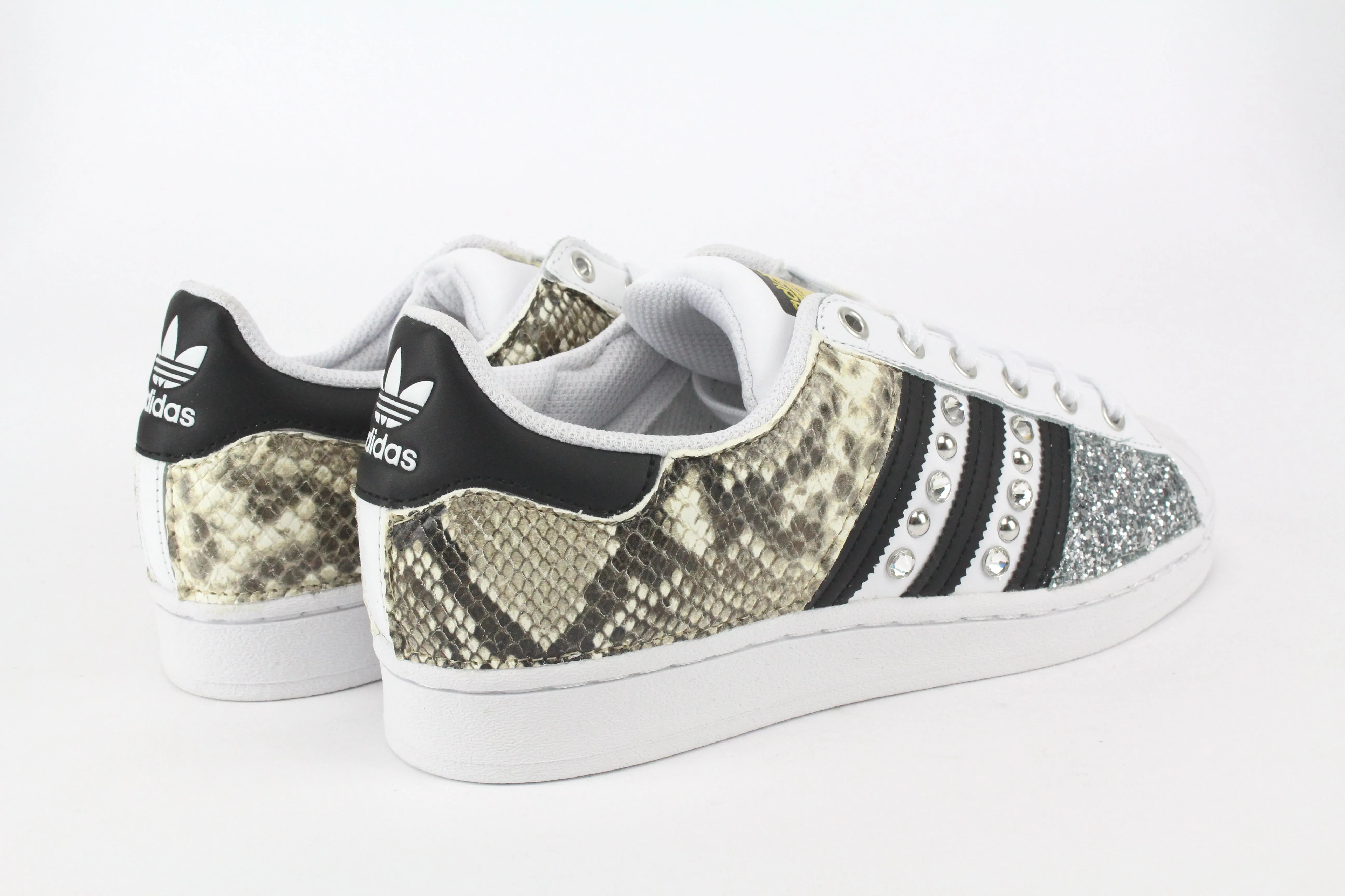 Adidas Superstar Pitone Borchie Strass & Glitter Argento