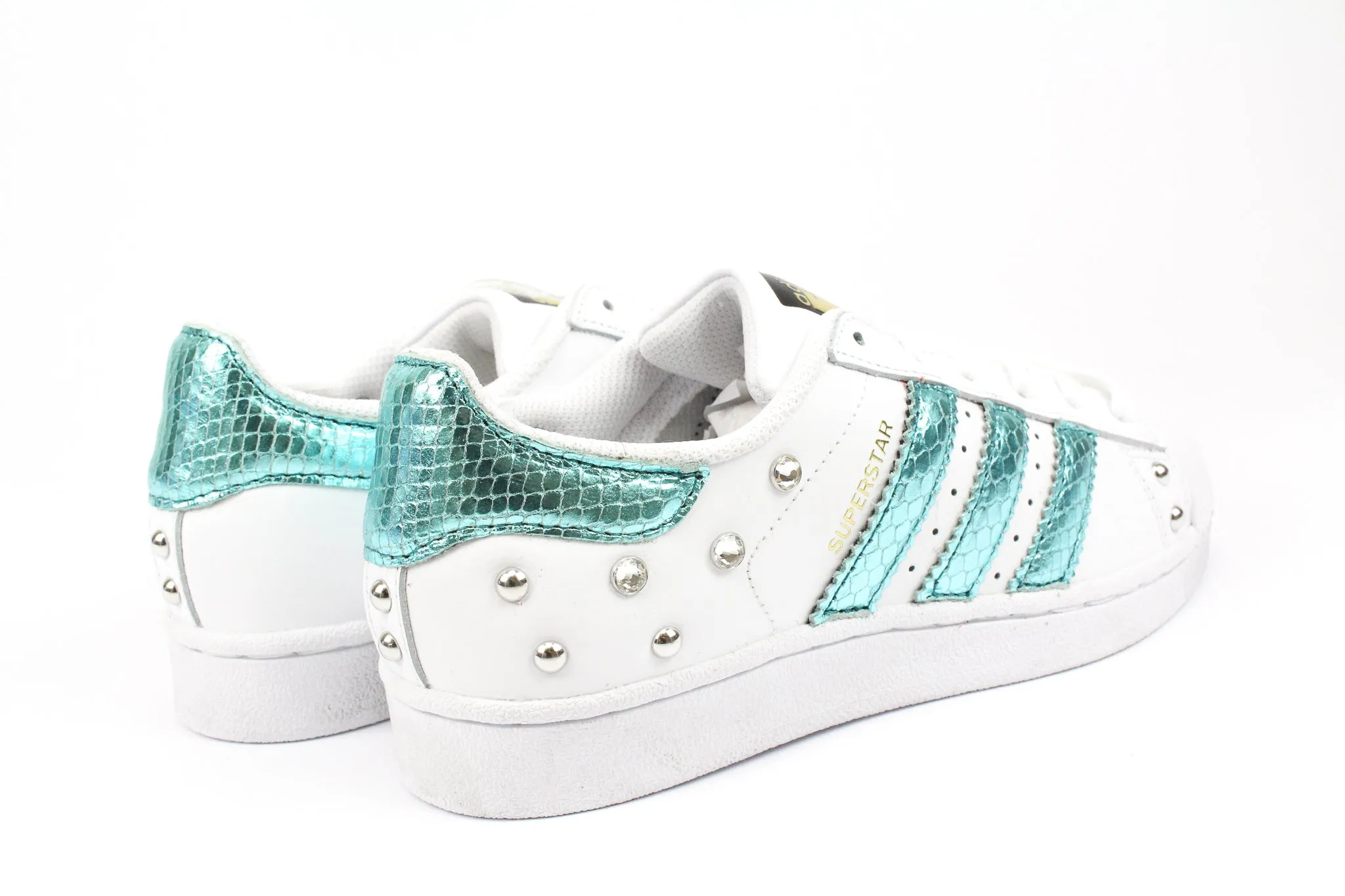 Adidas Superstar Pitone Laminato Azzurro Borchie & Strass