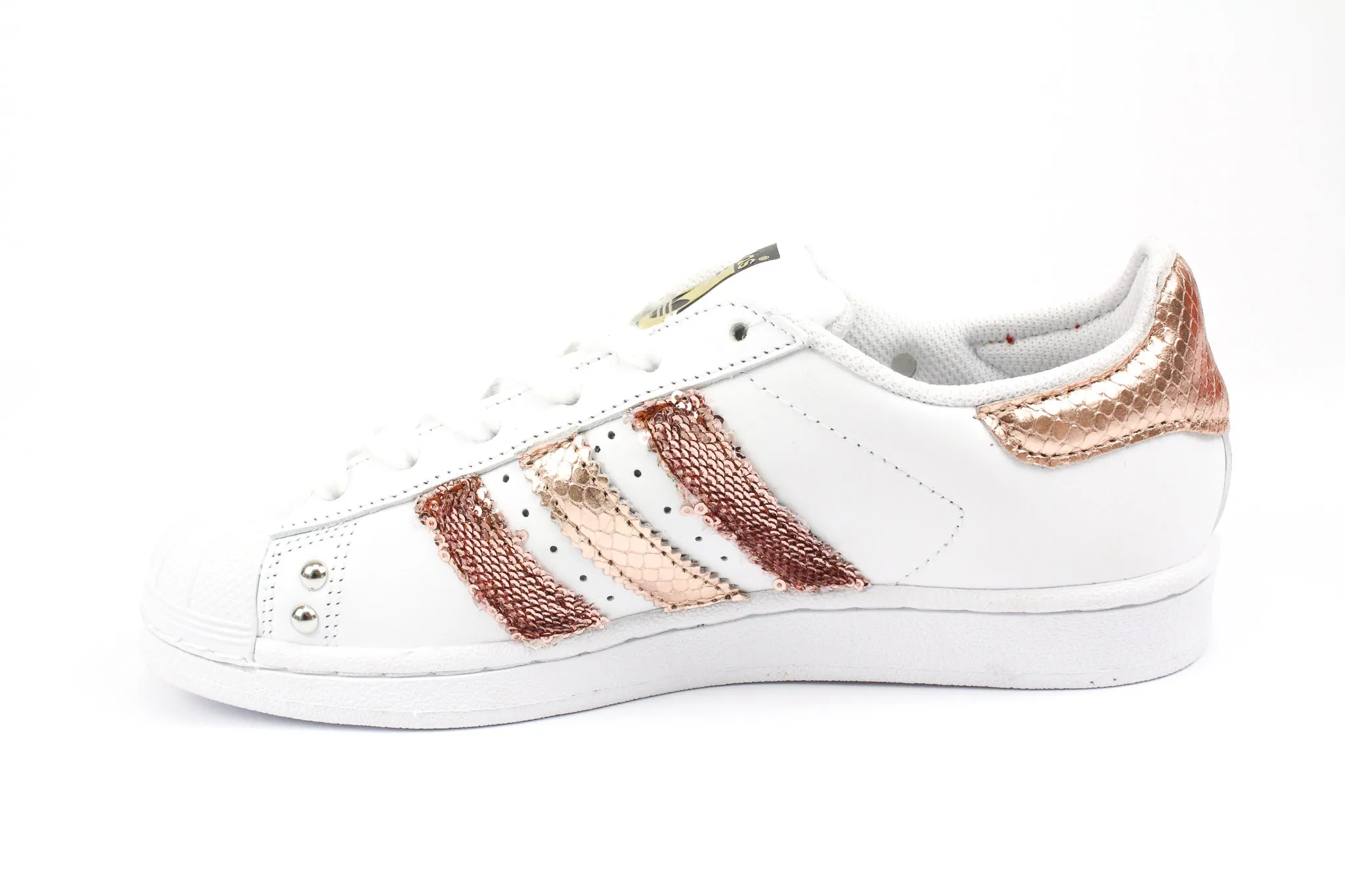 Adidas Superstar Pitone Laminato Rosa Rame Paillettes & Strass