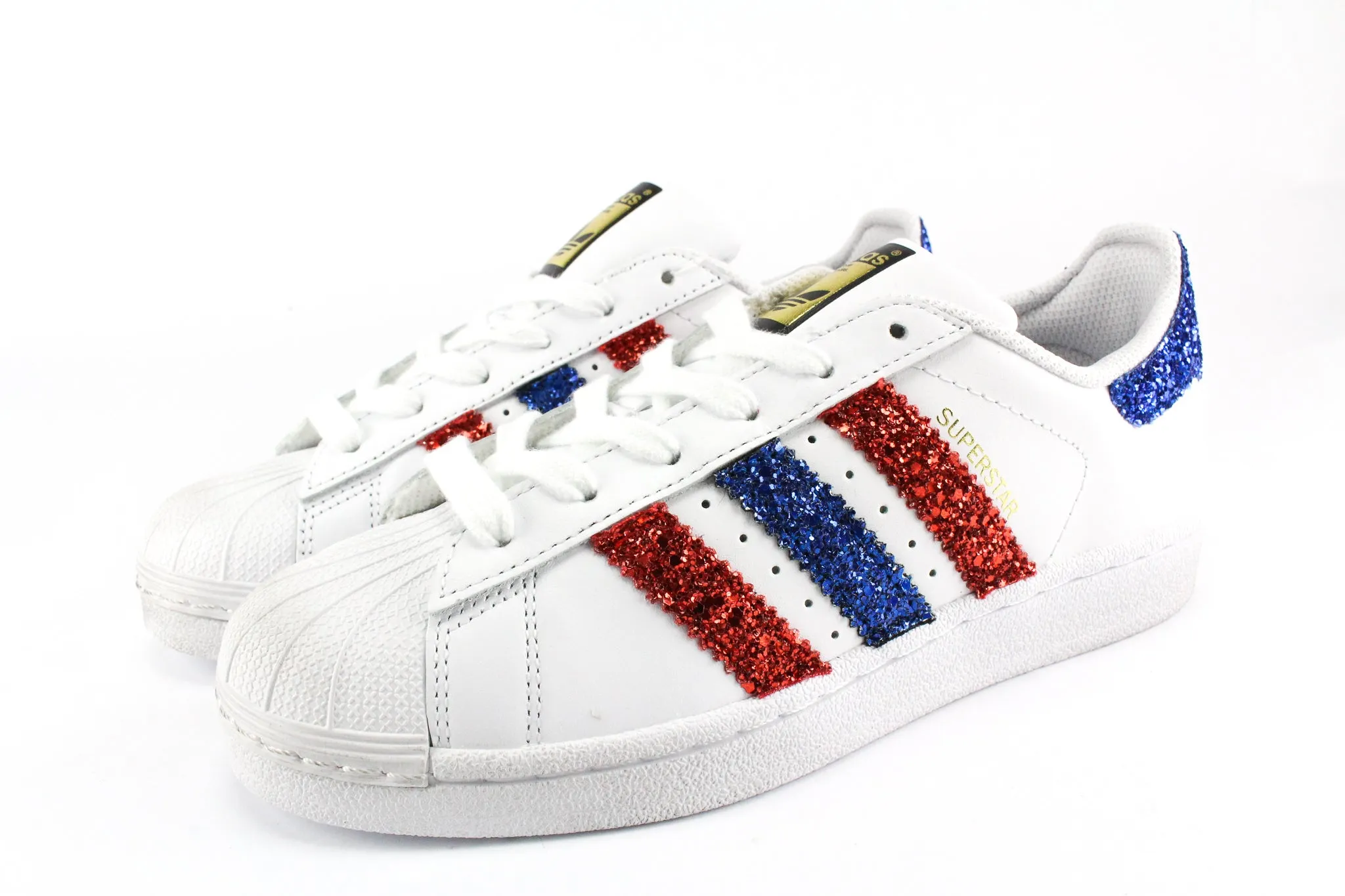 Adidas Superstar Red & Bluette Glitter