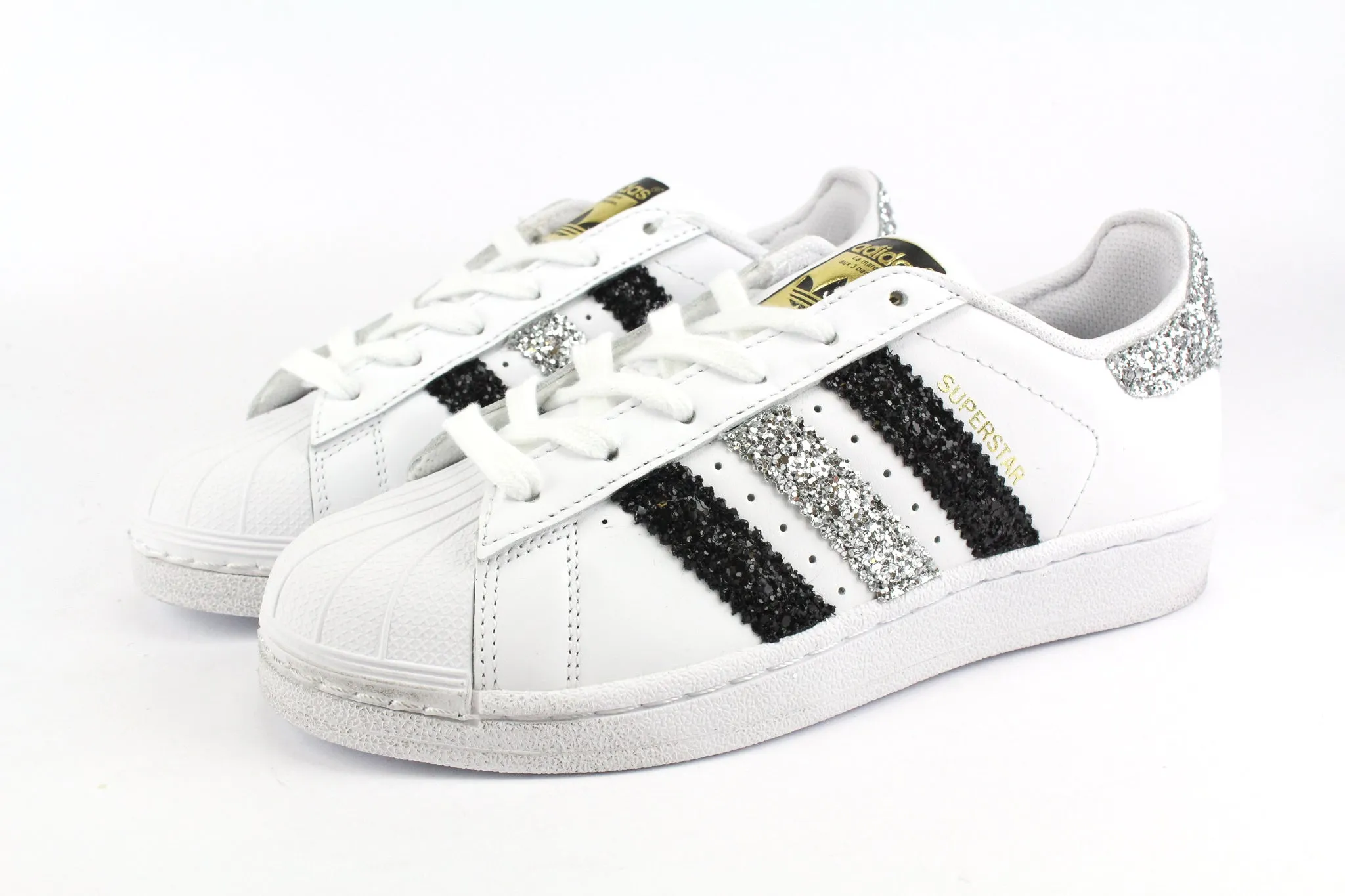 Adidas Superstar Silver & Black Glitter