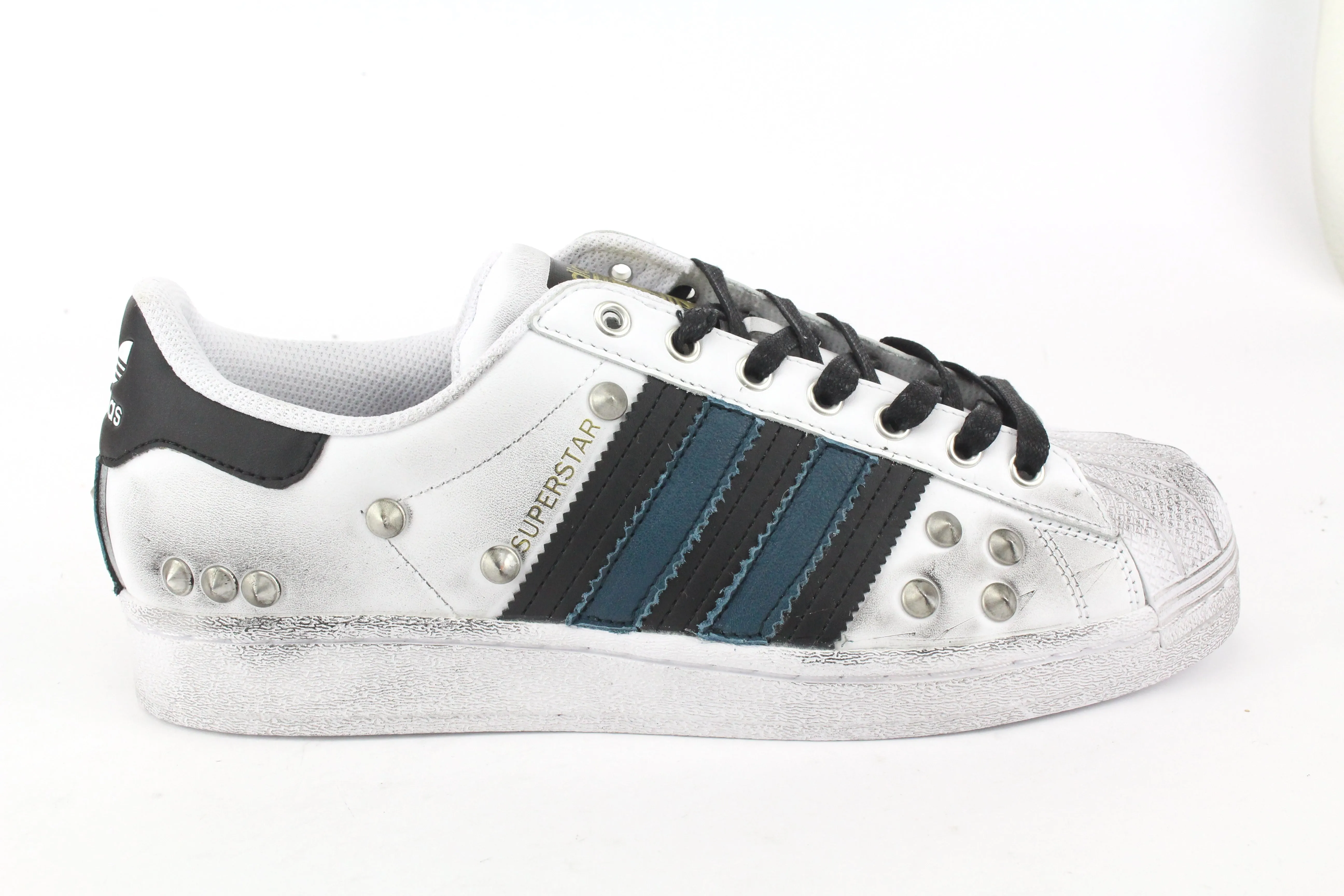 Adidas Superstar Silver Borchie & Pelle Petrolio