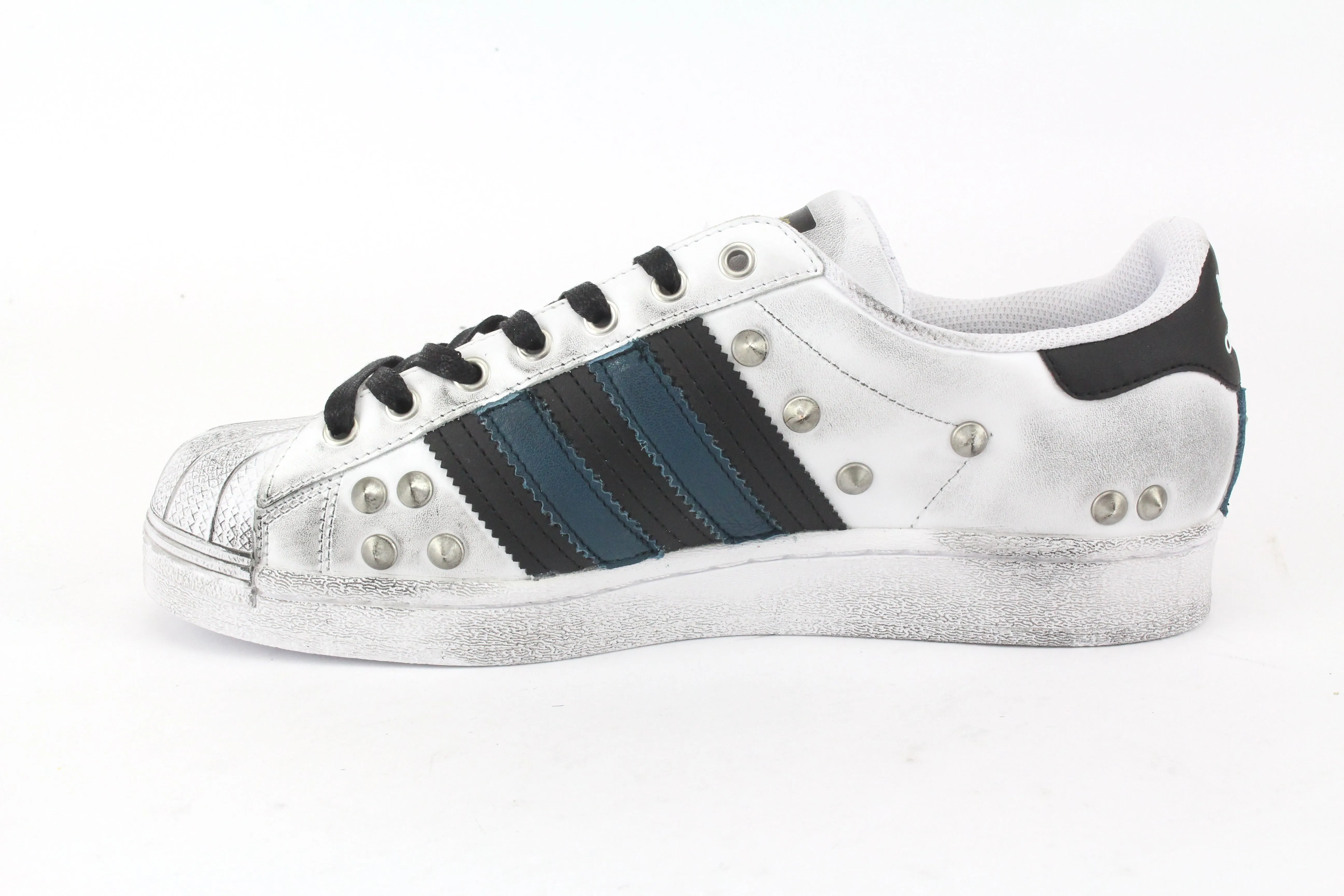 Adidas Superstar Silver Borchie & Pelle Petrolio