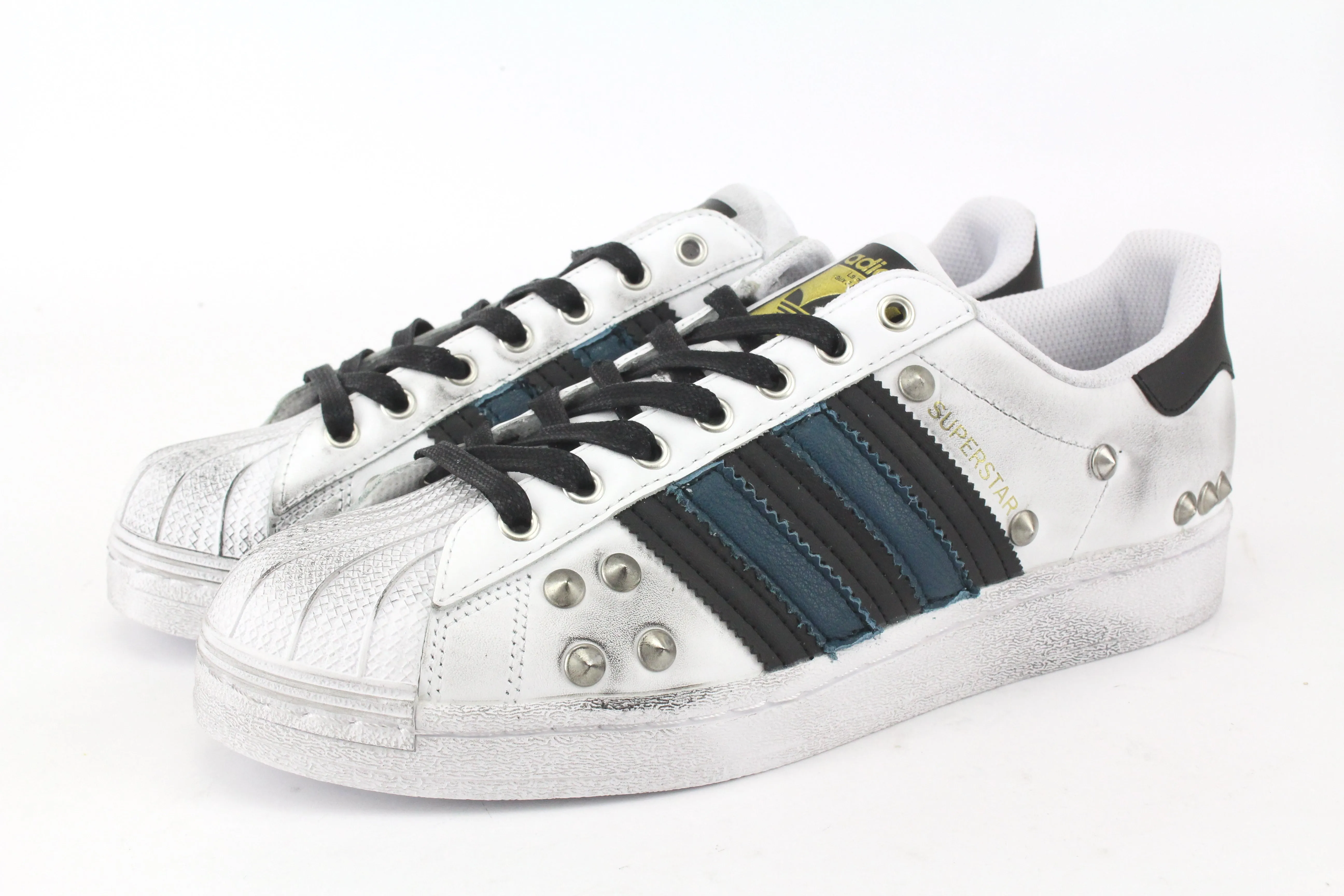 Adidas Superstar Silver Borchie & Pelle Petrolio