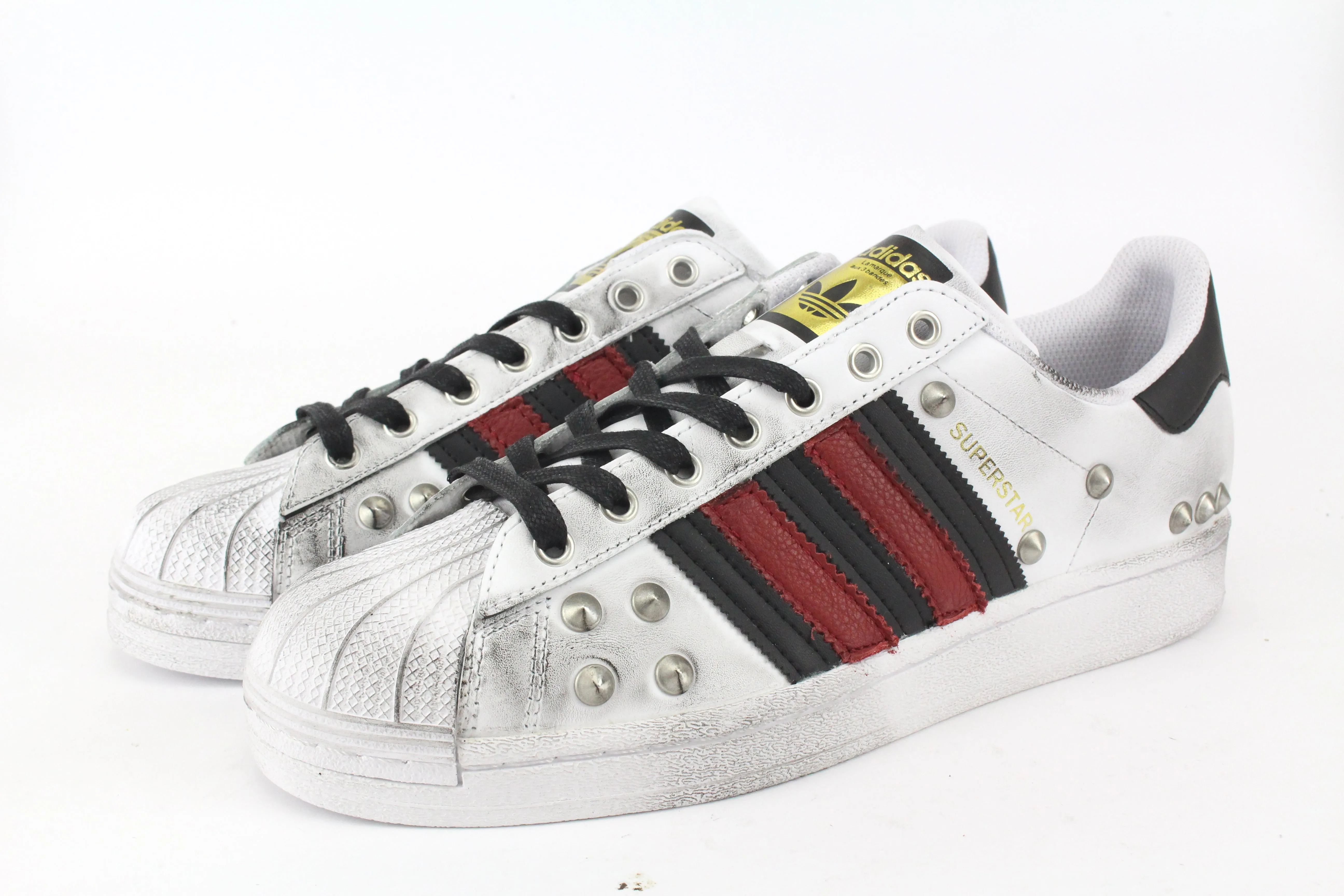 Adidas Superstar Silver Borchie & Pelle Rosso