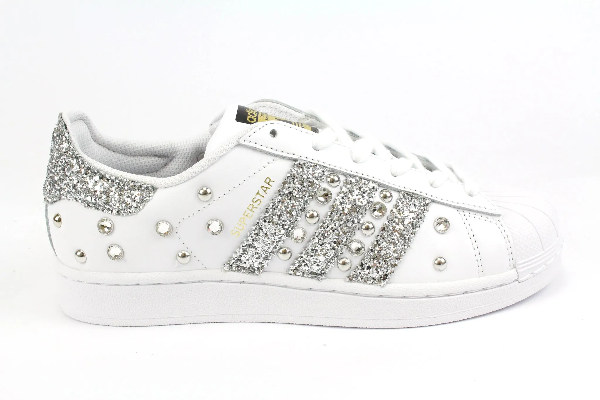 Adidas Superstar Silver Glitter Strass & Borchie