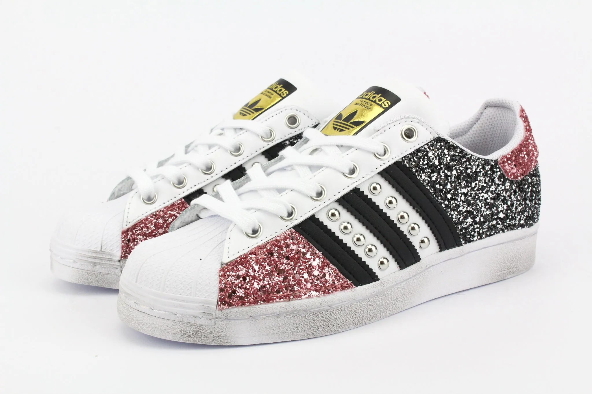 Adidas Superstar Total Glitter Black Silver & Pink