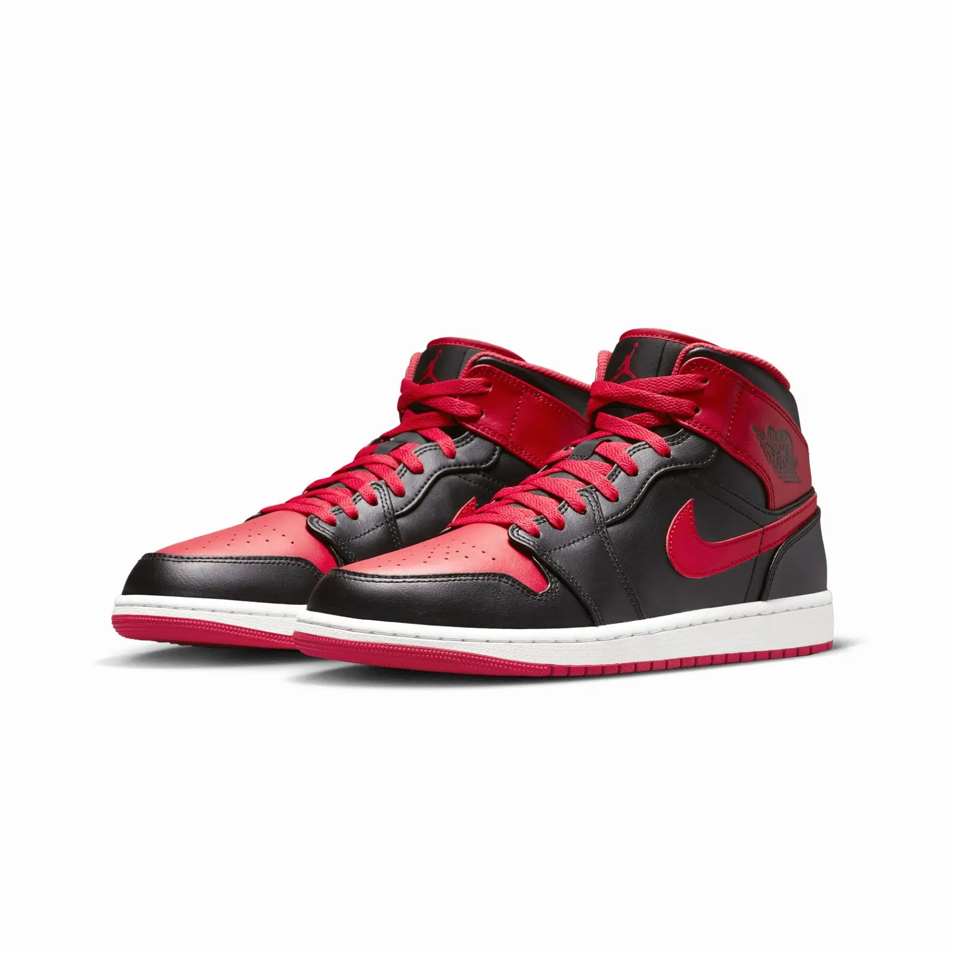 AIR JORDAN 1 MID 'BLACK/FIRE RED-WHITE'