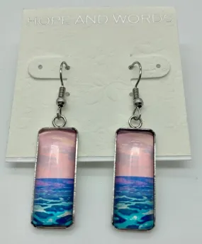 Beach Green and Blue Ocean Leverback earring